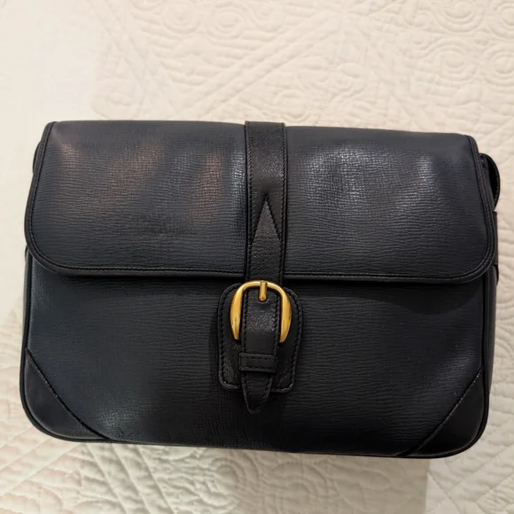 GUCCI Rare Vintage Shoulder Bag Crossbody Boar Skin Gold Hardware Leather Unisex - Picture 2 of 15